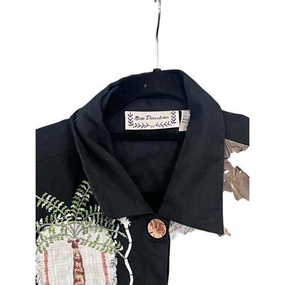 New Direction Vintage Safari Zebra Embroidered Jacket Size Medium Linen Cotton - Picture 2 of 8